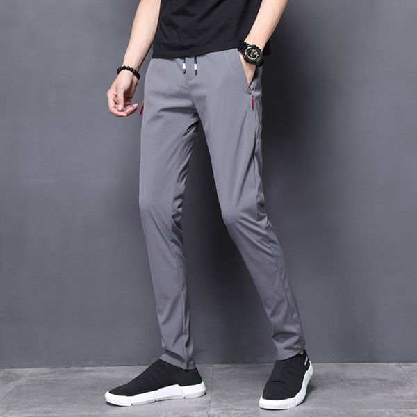 

ice silk summer men's slim korean slim fit casual pants casual pants trend summer thin youth sports men's wear mgmcx, Blue