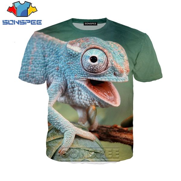 

new cool chameleon 3d print shirts aesthetic humor graphic men clothing