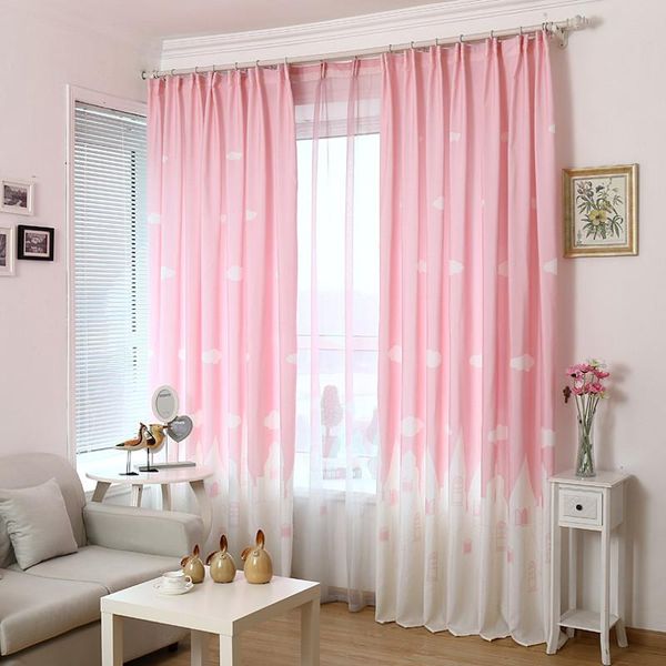 

beauty window curtains for bedroom kids castle printed polyester valance jinya home decoration pink blue living room panel drape