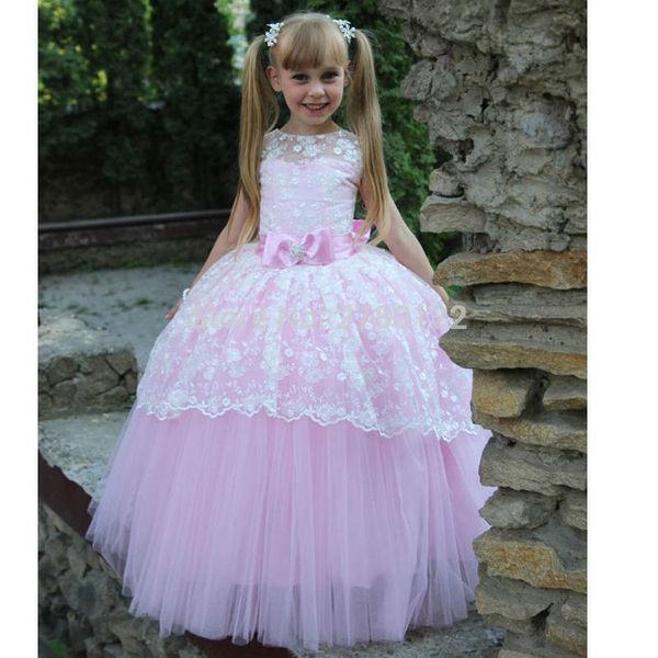 

new wedding party elegant formal flowers girl dress 2020 aline lace baby pageant dresses birthday cummunion kids custom made, Red;yellow