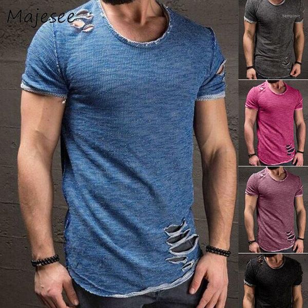 

men t-shirt short-sleeved plus size summer mens t-shirts hole o-neck knitted solid european style male breathable trendy new, White;black