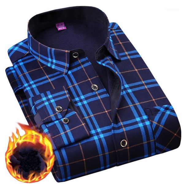 

plus 5xl 6xl winter thicking warm men shirt 2020 male turn-down business casual flannel velvet long sleeve plaid dress shirts1, White;black