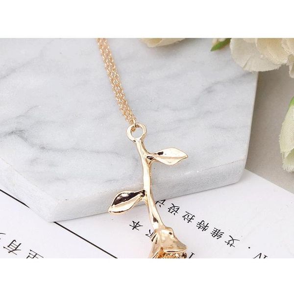 

new accessories vintage delicate flowers rose pendant necklace sqchdb new_dhbest, Silver