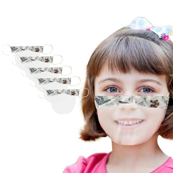 

comfortable 5pcs loop reusable mask face transparent visual childrens masks washable ear dustproof cover mouth shield mini pvc iesnd