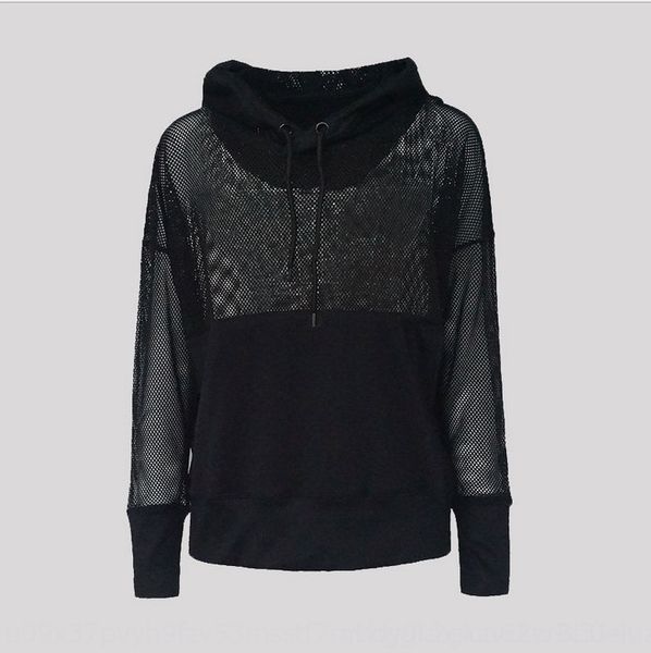 

mojx0 korean new hollow-out mesh sportswear sweater long-sleeved fitness wear running yoga loose mesh sports blouse women's sweater j