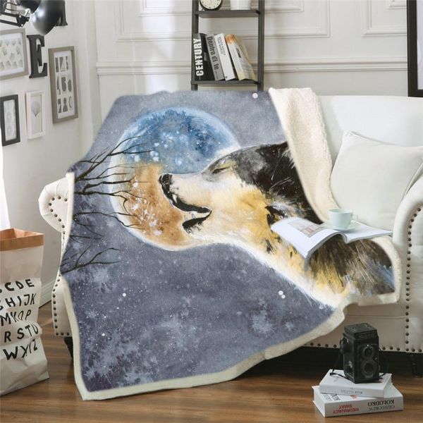 

scarves 3d print rectangle sherpa blanket wearable throw fj91, Blue;gray