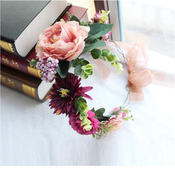 

women wedding flower crown wreath festival girls party floral crown garlands kids party dress flower headband hair acc jllusk