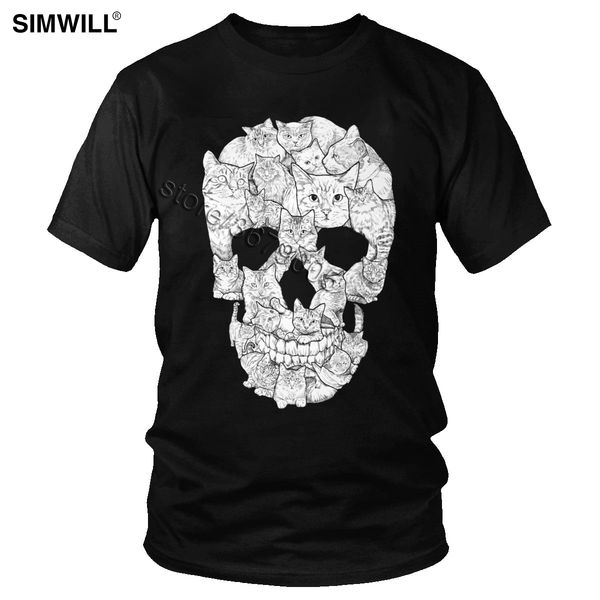 

sport classic cat skull t shirt men short sleeved cotton horror skull t-shirt fashion streetwear brand design halloween summer