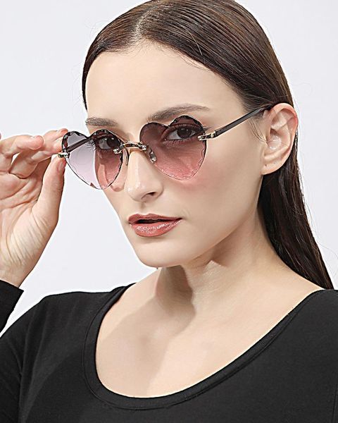 

sunglasses 2021fashion rimless women's design fashion lady sun glasses vintage alloy classic designer shades uv400 eyewear1, White;black