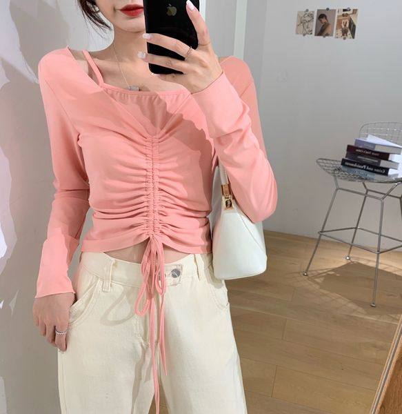 

zhenzhenzhenjia 2020 новых женщин с длинным рукавом свитера осень вязаные top тонкий мягкий ветер небольшой сексуальный складку свитер nqu16, Gray