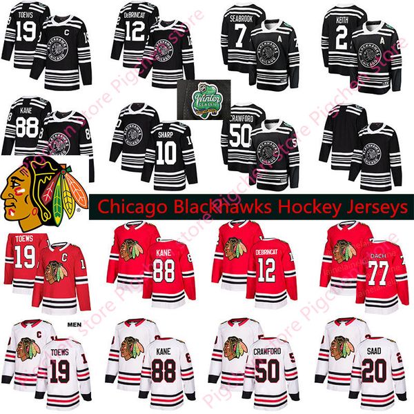 

мужчины женщины дети чикаго блэкхокс хоккей 88 патрик кейн 19 джонатан тоузы 2 кит 20 саад 12 алекс дебинкат красные белые трикотажные издел, Black;red