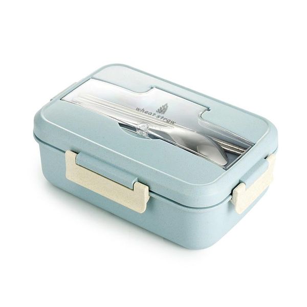 

microwave food storage lunch box container with spoon chopsticks wheat straw dinnerware children kids school office bento box wmtfid