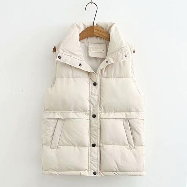 

puimentiua women's korean style vest fashion white sleeveless coat keep warm winter vest coat femme breasted loose fashion1, Black;white