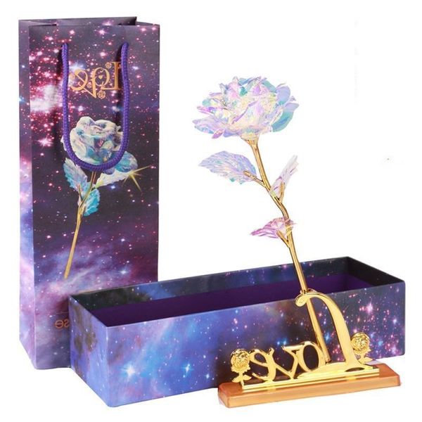 

colorful gift led light artificial rose flower with love shape base for valentine's mother's day thanksgiving