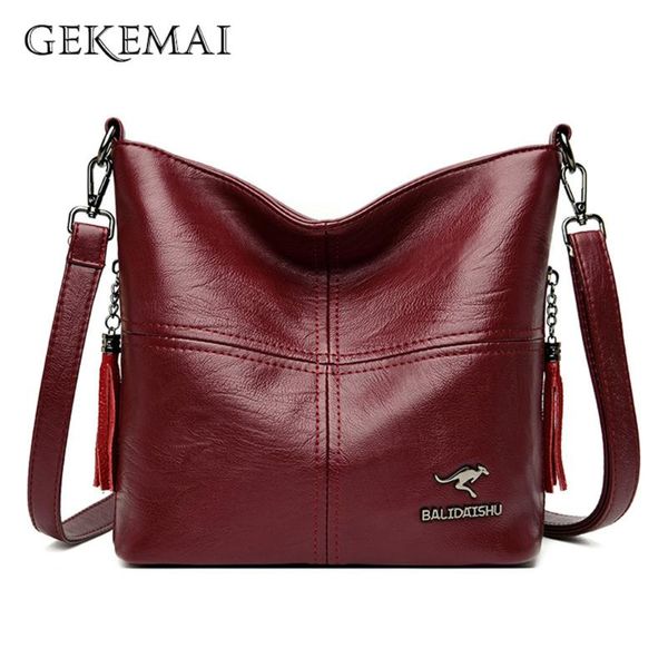 

vintage leather women shoulder bag bucket bag designer long zipper tassel plaid crossbody fashion female bolsa