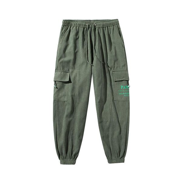 

men's pants 2021 casual cargo trousers fashion hip hop streetwear ankle length male, Black