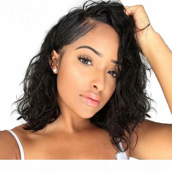 

ms.cassie short bob wigs glueless peruvian natural wave wigs pre plucked lace front human hair wigs for black woman with baby hair, Black;brown
