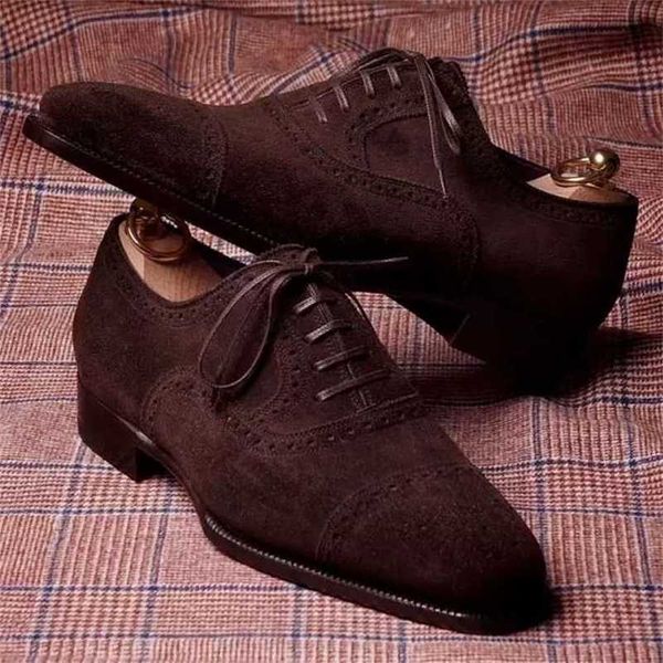 Scarpe eleganti da uomo di alta qualità est moda classico marrone finto camoscio premium brogue casual zapatos de hombre AG006 220106