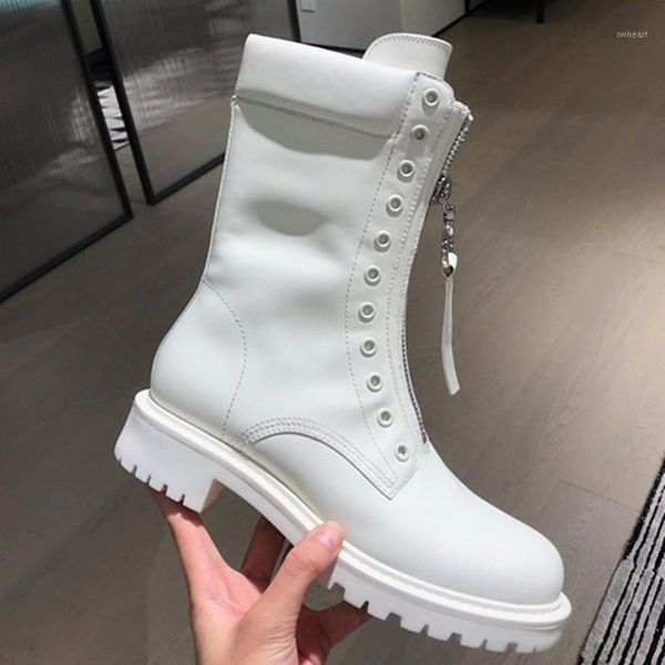 

boots zip motorcycle woman winter warm flat zapatos de mujer short solid shoes women round toe fashion female 20211, Black