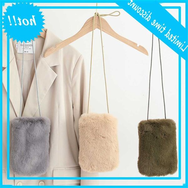 

autumn and winter plush vertical mobile phone versatile messenger mini korean fur student soft cute one shoulder bag