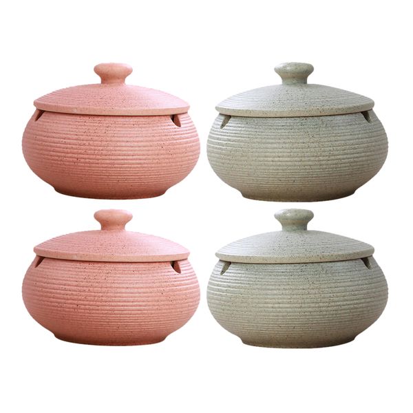

4pcs ceramic ashtray with windproof lid for indoor outdoor