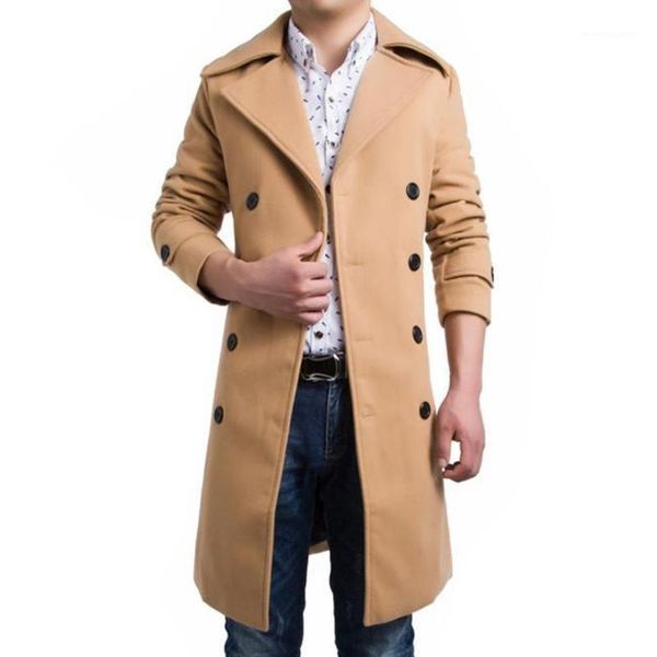 

men's wool & blends men long jacket with double buckle woolen coat black grey yellow colors m-3xl sizes coats winter formal clothes1