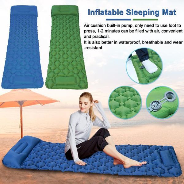 

nylon waterproof folding bed ultralight travel camping mats with pillow portable inflatable sleeping mat outdoor camping supply1