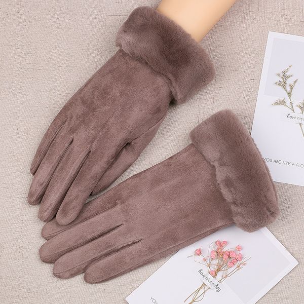 

glove lady winter touch screen plus thick warm suede lovely outdoor riding gloves factory, Blue;gray