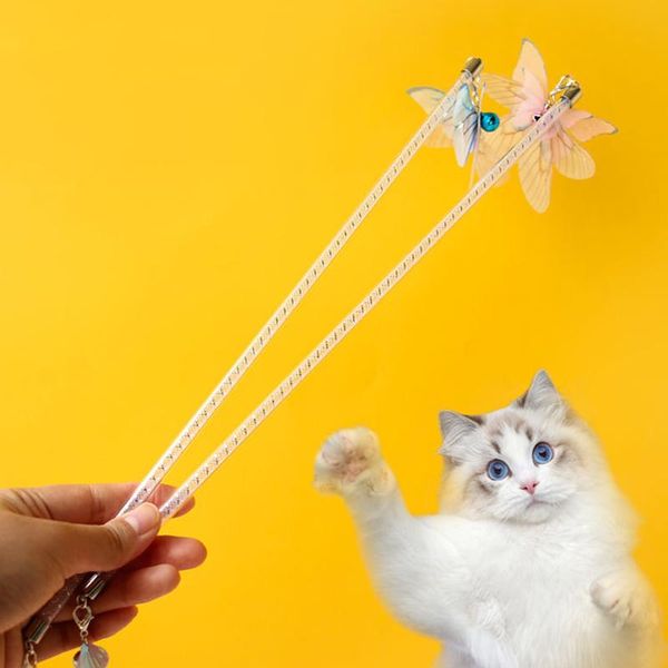 

pet cat toy cat teaser wand interactive shell bell butterfly wand toy exercise for cats kitten pet supplies
