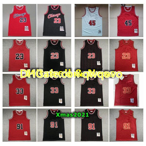 

vintage mens chicagoan mitchell & ness swingman jersey 23 45 michael 33 scottie pippen 91 dennis rodman stitched retro basketball jersey, Black;red