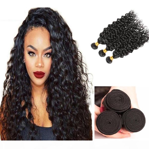 

peruvian indian malaysian cambodian cuticle aligned hair mink brazilian hair weave bundles water wave remy human hair extensions, Black