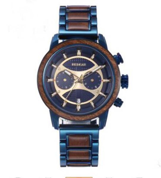 

hwp low price wood quartz movement men watch chronograph full fuction black dial male watch wooden band ing, Slivery;brown