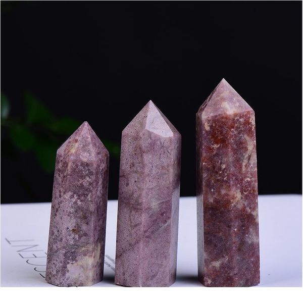 

natural quartz peachblossom stone energy pillar obelisk wand mineral mineral healing crystal point rainbow wand home de jllpnf, Black