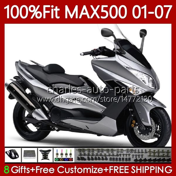 Carene iniezione per YAMAHA TMAX500 T-MAX500 MAX-500 Argento scuro TMAX-500 T MAX500 01 02 03 04 05 06 07 109No.37 TMAX MAX 500 XP500 2001 2002 2003 2004 2005 2006 2007 Kit