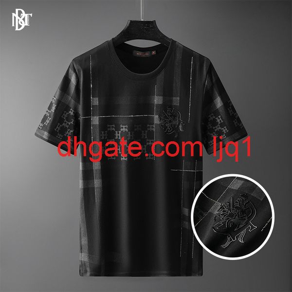 

tuishang men's wear - 2021 summer new palace style burnt flower diamond versatile cotton short sleeve t-shirt for men, Black