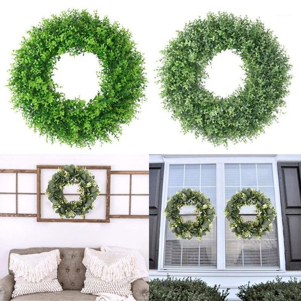 

decorative flowers & wreaths 17' round wreath artificial green leaf front door ornament diy wall window hanging decoration1