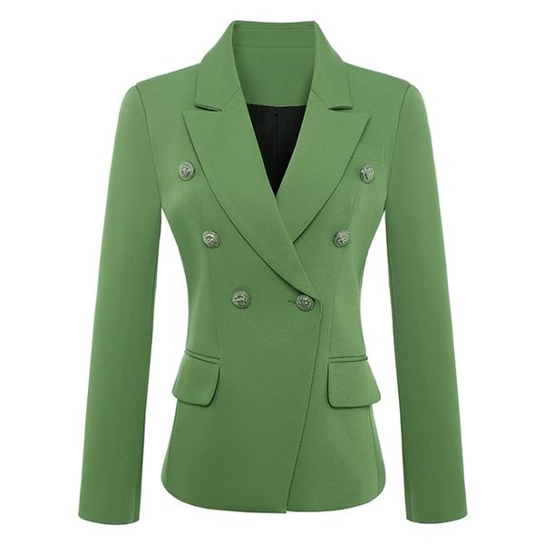

new fashion baroque designer jacket women's metal lion buttons double breasted blazer green size s-xxxl y201026, White;black