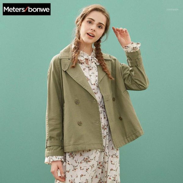 

metersbonwe fashion short trench female windbreaker coat women autumn casual trench office lady coat female outwear1, Tan;black