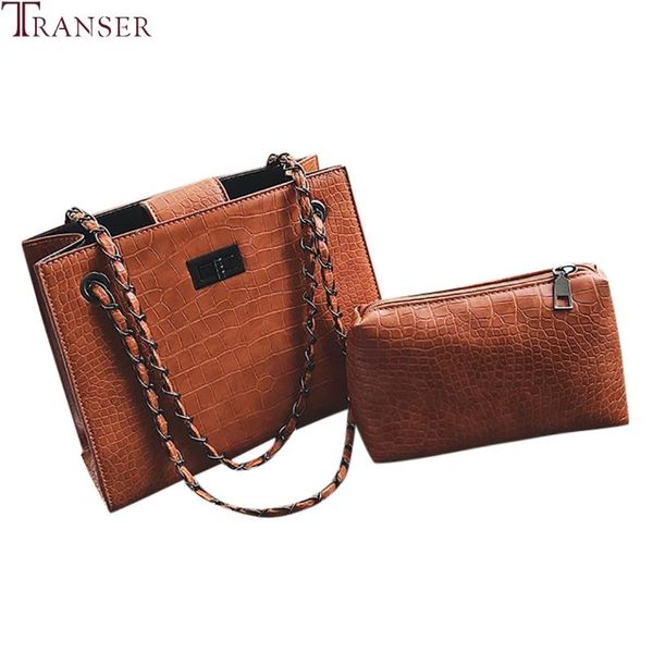 

transer bags set women 2020 female vintage leather crocodile pattern designer handbag tote large capacity chain shoulder bags#30