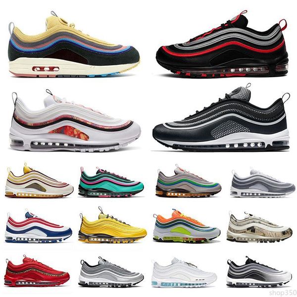 

sean wotherspoon 97 men women running shoes undefeated silver bullet 97s bred game royal jesus triple black white mens sports sneakers s350