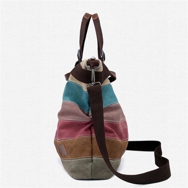 

women multi-color canvas handbag shoulder bag shopping tote bag