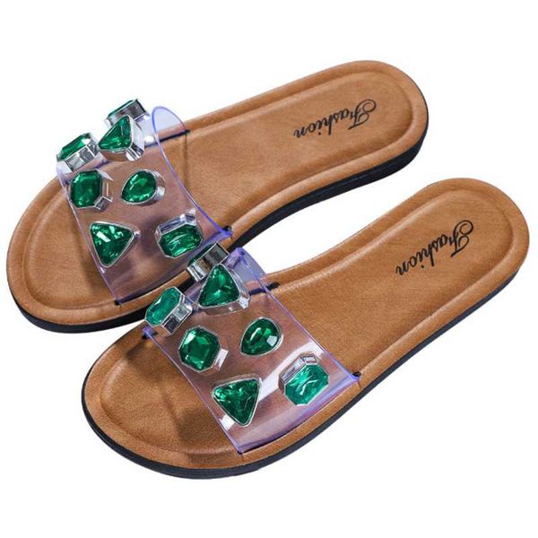 

new women transparent crystal flat slippers summer ladies comfort shoes female fashion casual footwear outdoor beach jelly shoes, Black