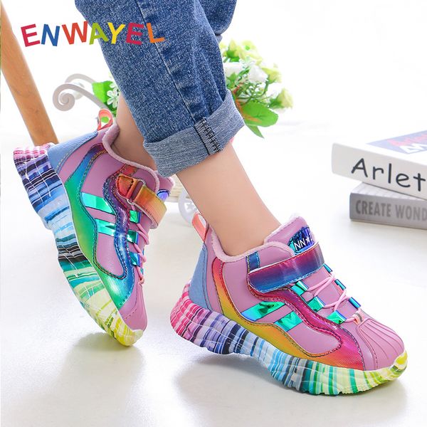 

детская спортивная обувь для девочек кроссовки детей мальчики теплые плюшевые бархатные осень зима детская обувь школа мода красочный y20102