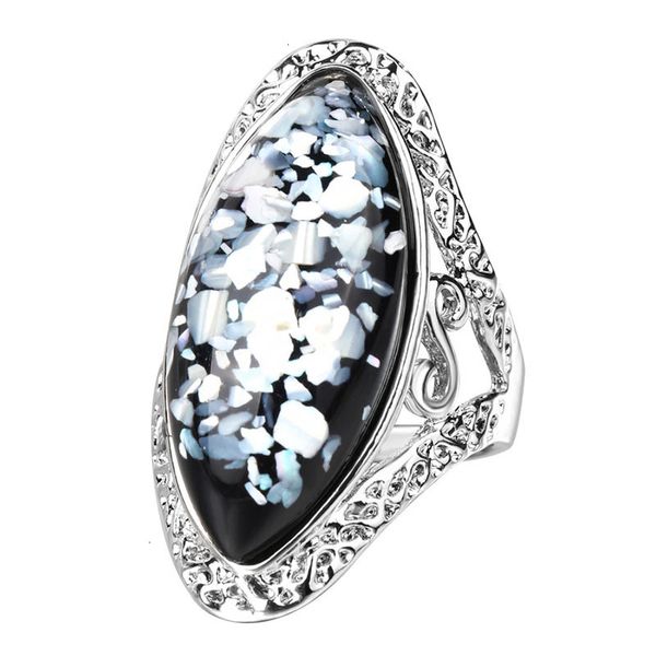 

vintage antique silver 4 big color colorful oval shell finger band ring for women female statement boho beach jewlery gift wholesale, Golden;silver