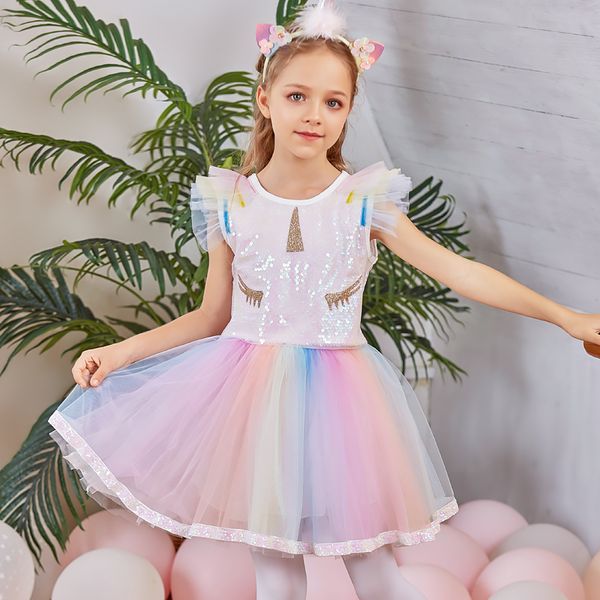 

unicorn ballet dance costume suit for girls birthday clothes fairy tutu dance wear sequins kids stage performance wear jl1332, Black;red
