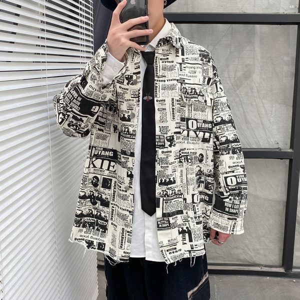 

2021 new spring newly arrivals released hawaiian long-sleeve shirt printed nice retro-white f0wn x90k, White;black