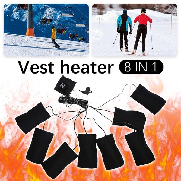 

9pcs/set usb electric heated jacket heating sheet outdoor thermal warm winter heating vest pads for diy heated clothing, Gray;blue
