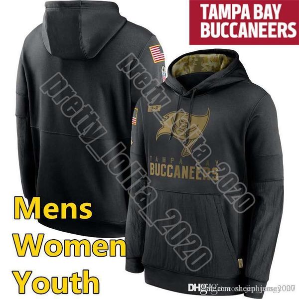 

tampa bay buccaneer men sweatshirt 2020 salute to service sideline performance pullover hoodie black women youthfootball jerseys, Black;red