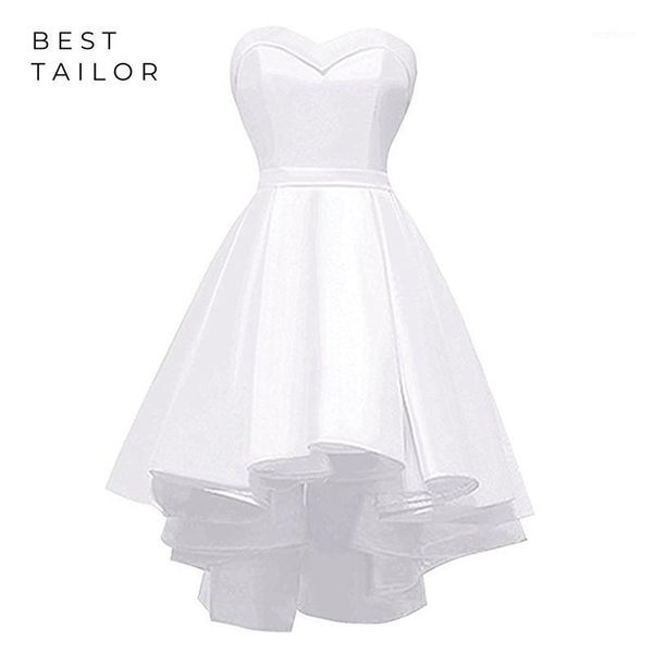 

party dresses prom 2021 simple white asymmetrical sweetheart high low satin gowns vestido de fiesta largos1, White;black