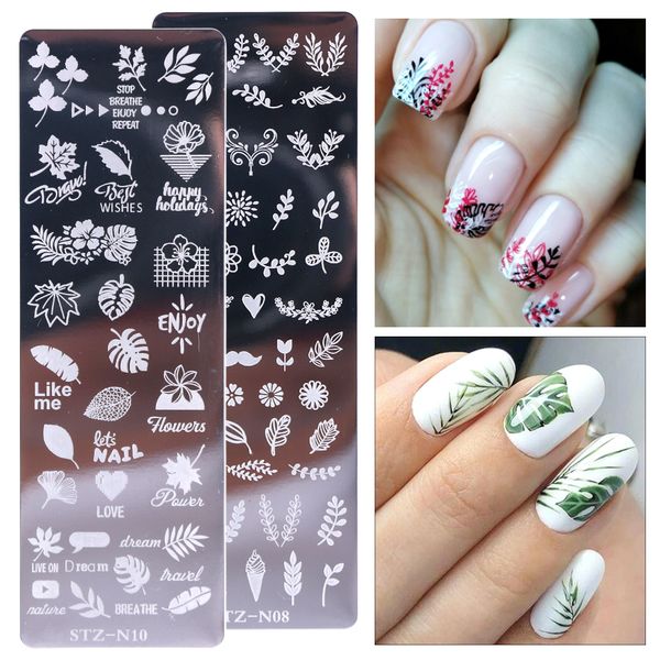 1pc Blumen Blatt Nagel Stempelplatten Geometrie Französisch Nagel Druck Schablonen Nail art Stempel Vorlagen Maniküre Werkzeuge